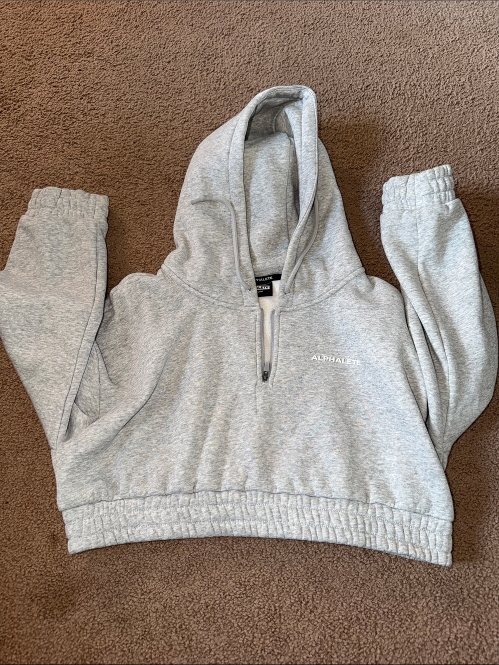 Alphalete Heather Gray Cropped Half-Zip Hoodie